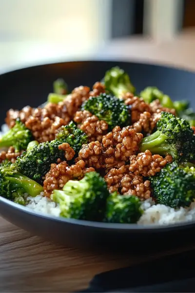 Honey Sriracha Ground Chicken and Broccoli