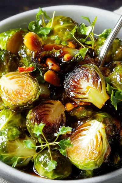 Honey Balsamic Brussels Sprouts roasted until crispy then glazed to perfection—a quick sprouts recipe! Make it and share your plate!
