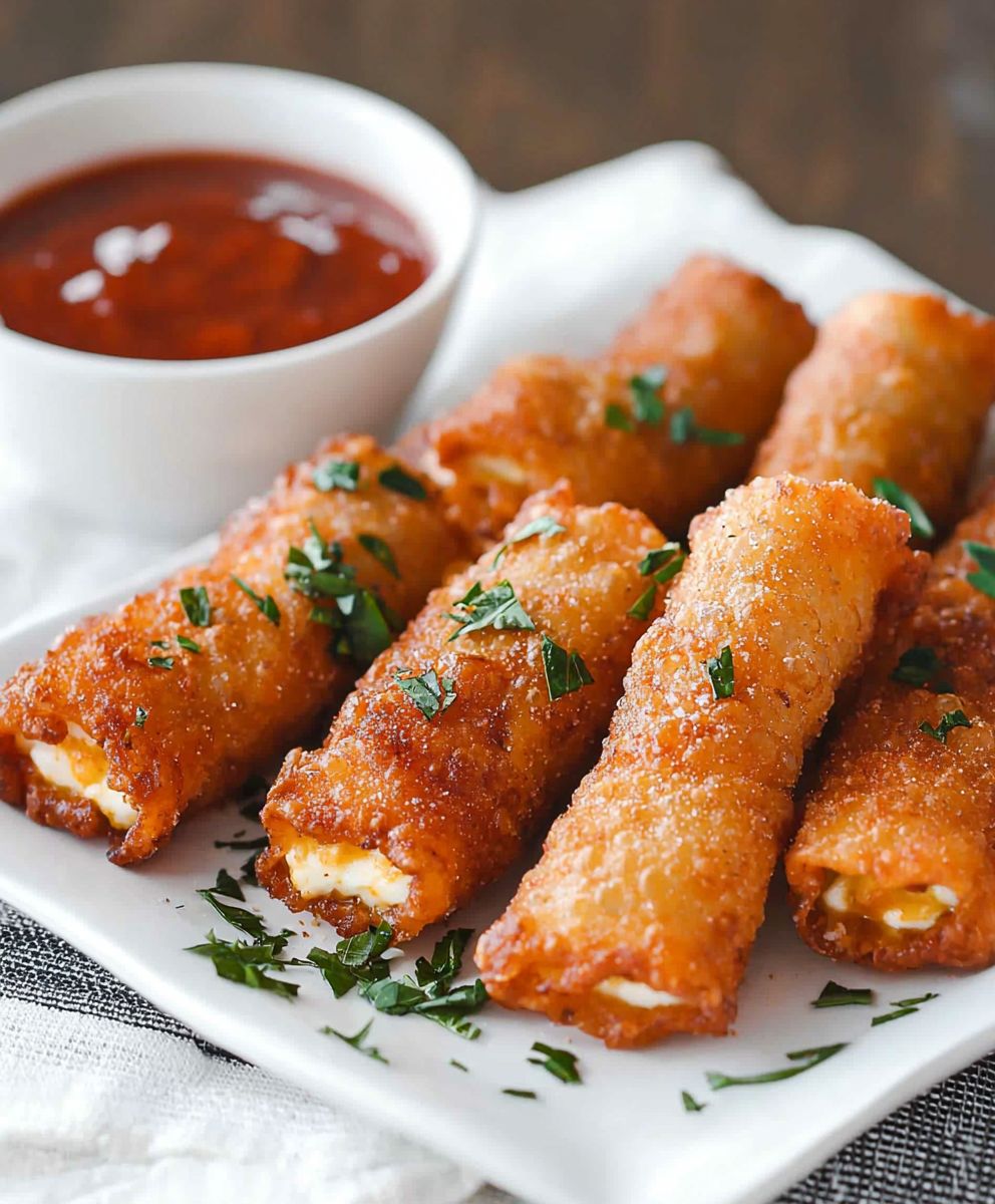 Crispy Wonton Mozzarella Sticks