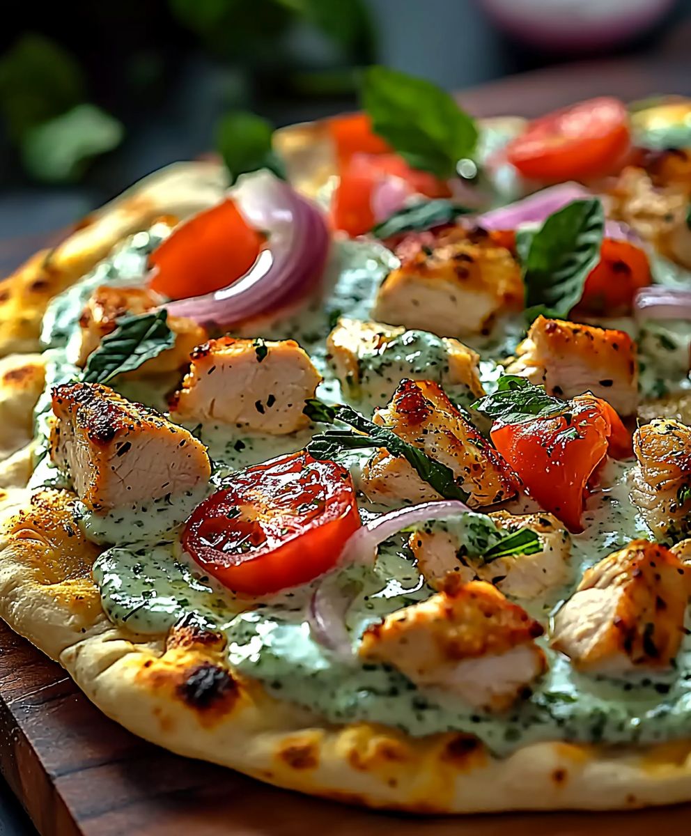 Tzatziki Chicken Naan Pizza