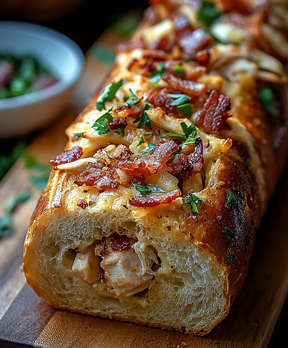 Chicken Bacon Ranch Stuffed Bread