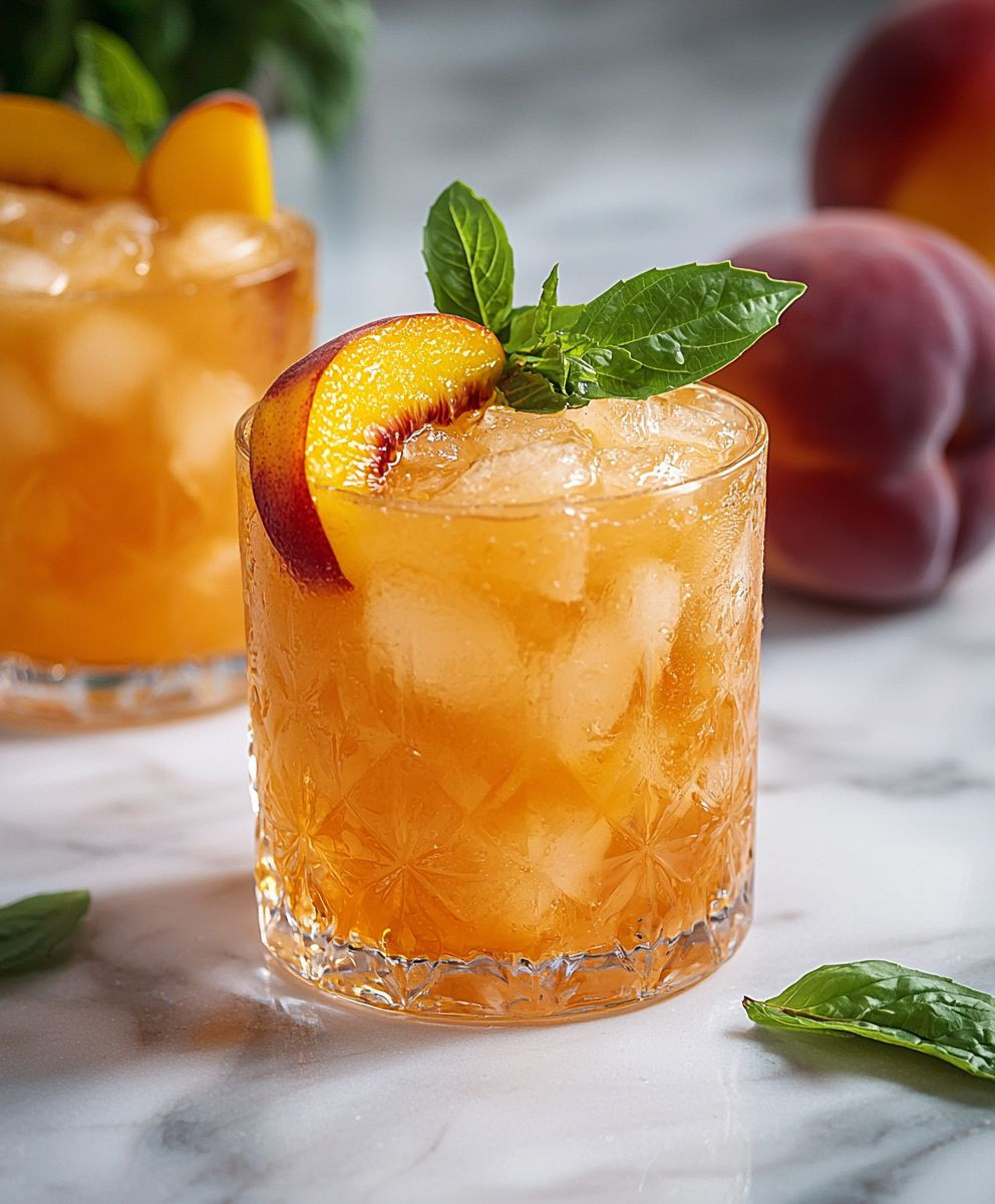 Bourbon Peach Smash Cocktail