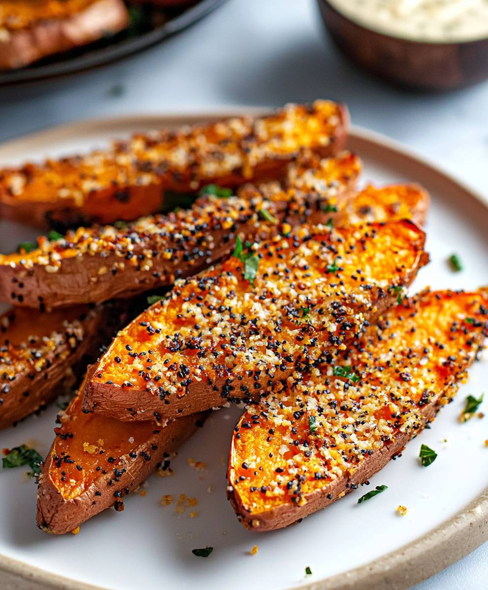 Baked Garlic Parmesan Sweet Potatoes