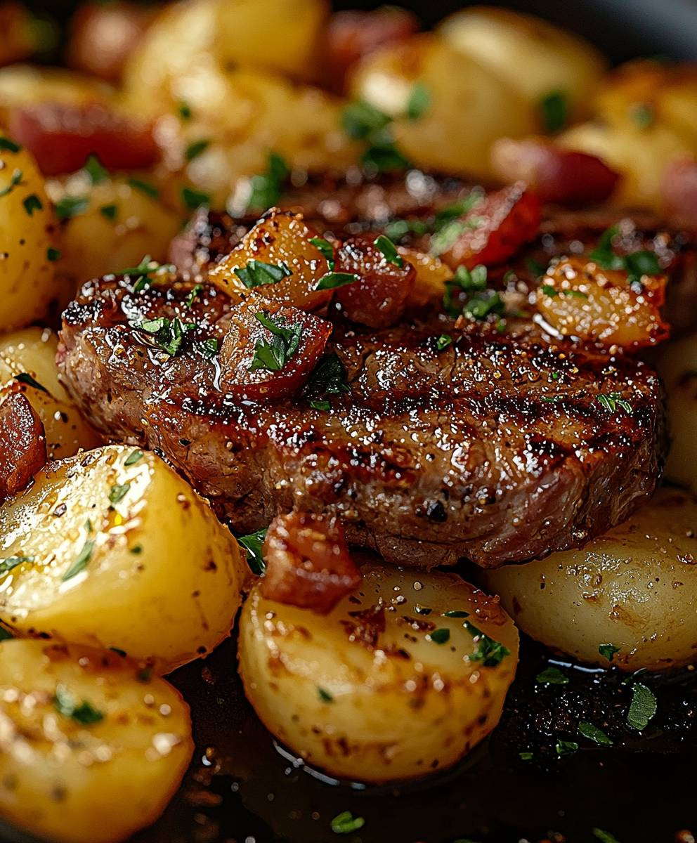 Steak creamy pasta dish