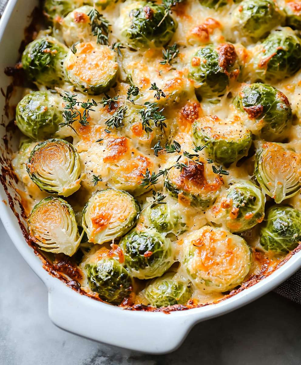 Garlicky Creamy Brussels Sprouts