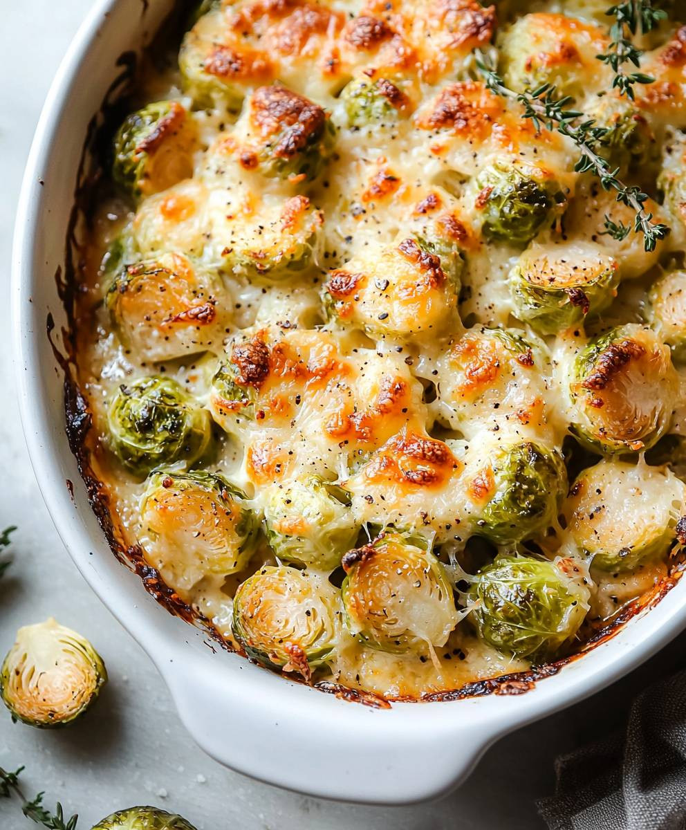 Garlicky Creamy Brussels Sprouts