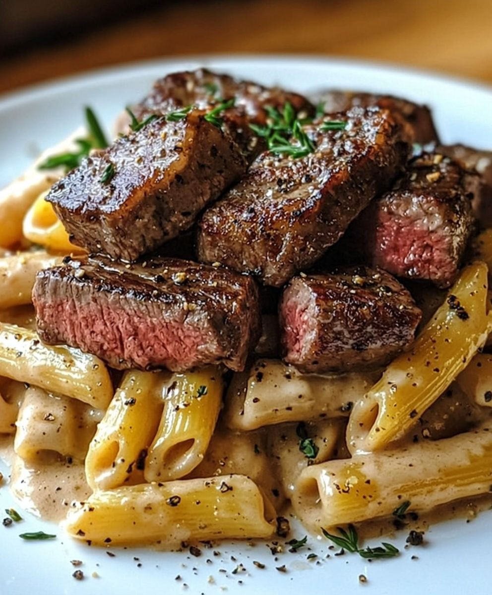 Tender Steak Creamy Pasta Dinner