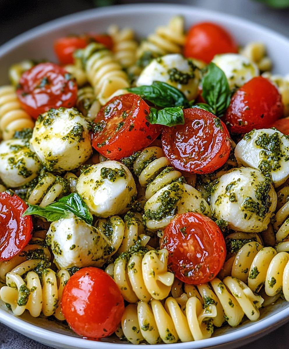 Pesto Caprese Pasta Salad