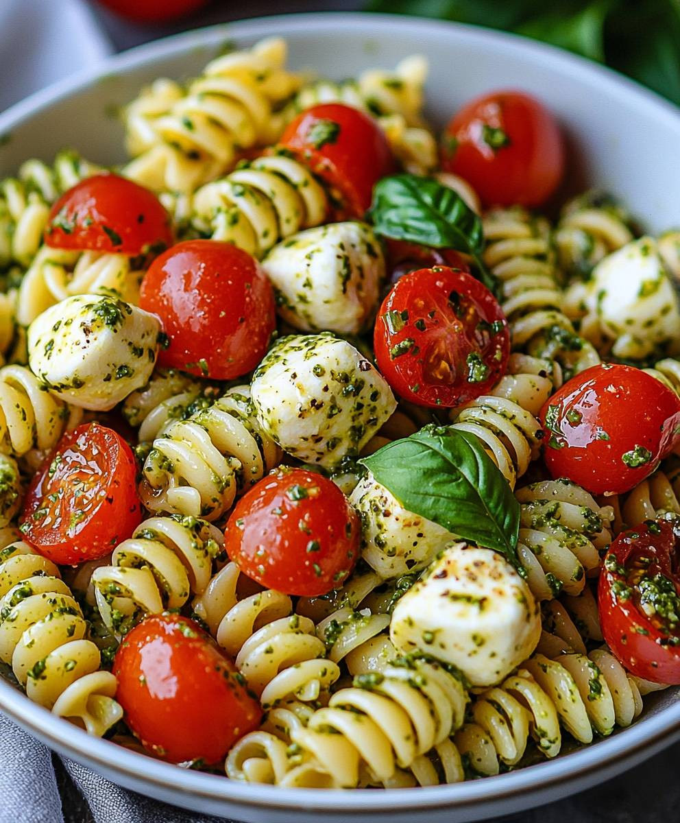 Pesto Caprese Pasta Salad