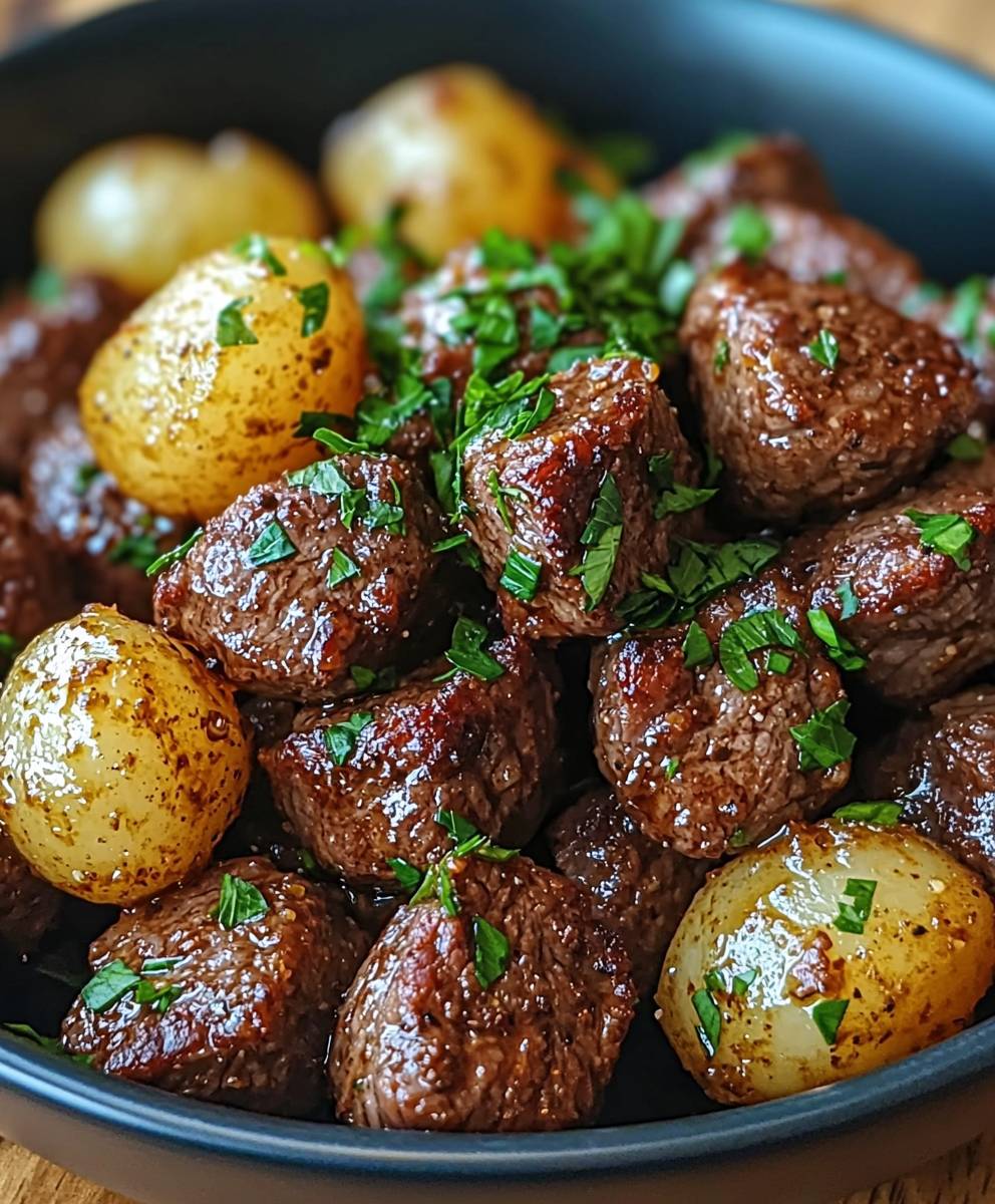 High protein garlic butter beef