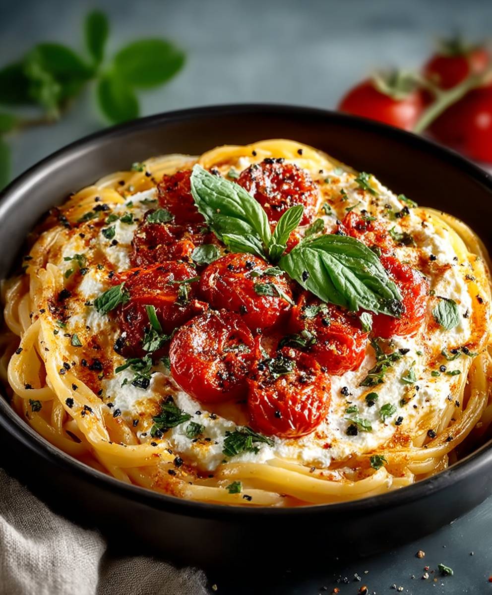 Tomato Garlic Ricotta Pasta
