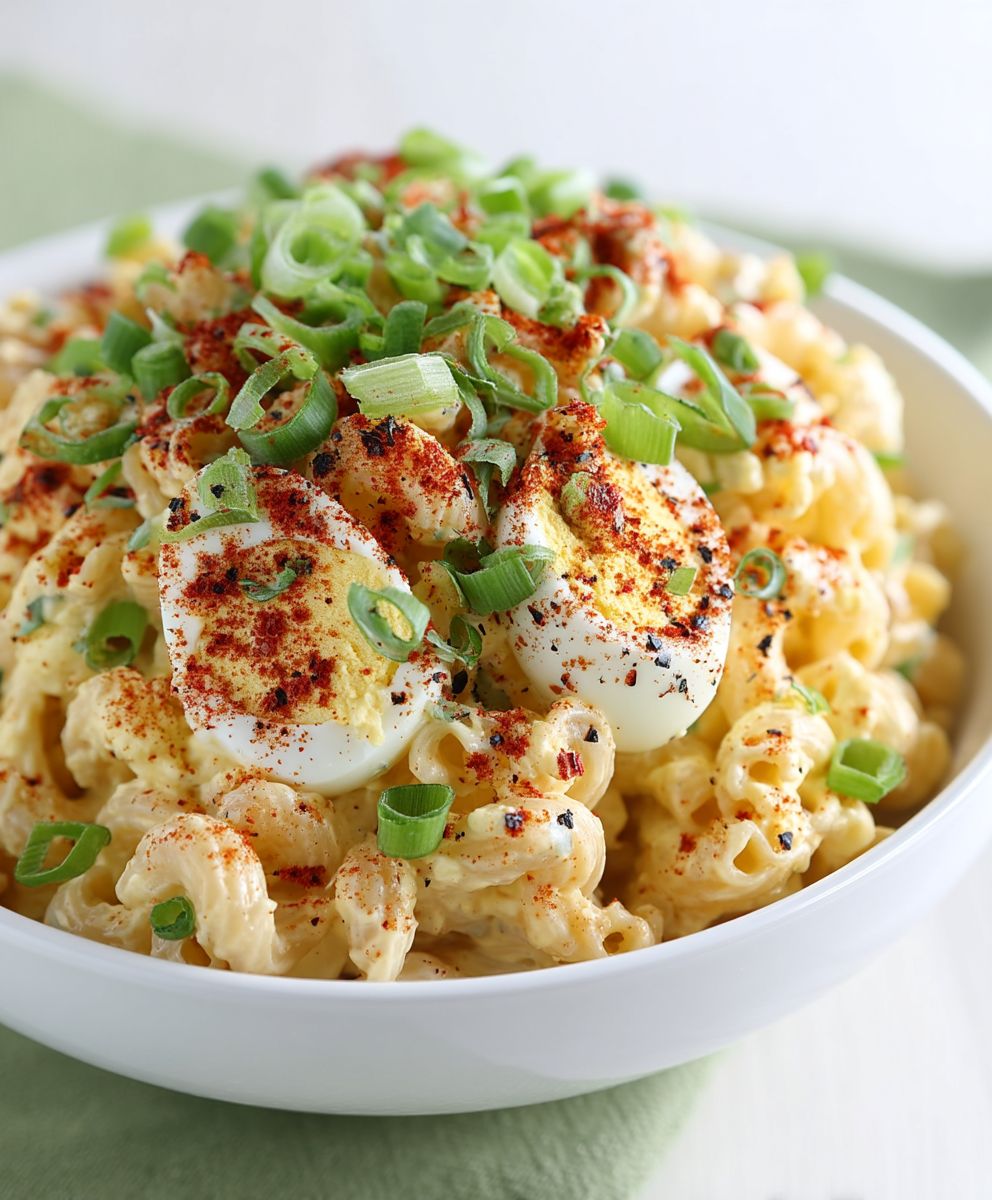 Deviled egg pasta salad