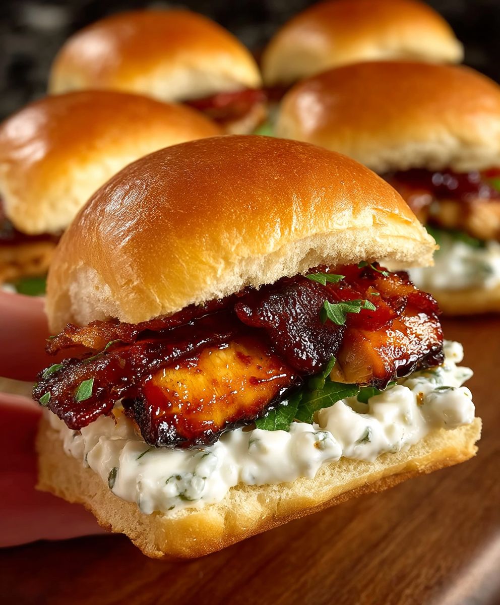 Bacon Ranch BBQ Chicken Sliders