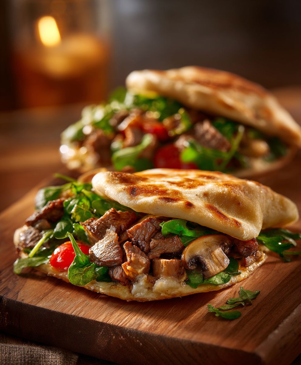 Beef Mushroom Pita Pockets