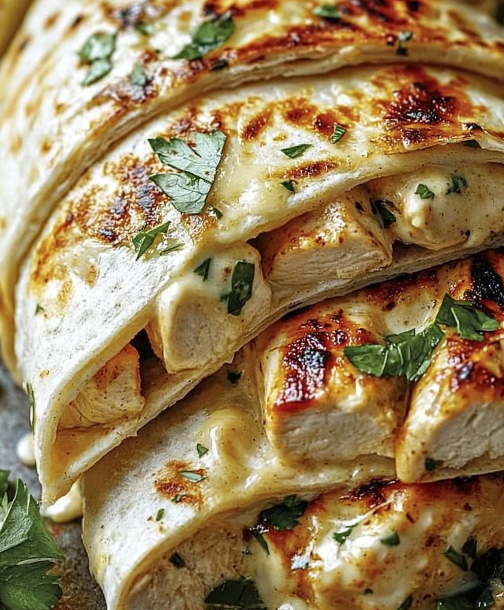 Cheesy Garlic Chicken Wraps