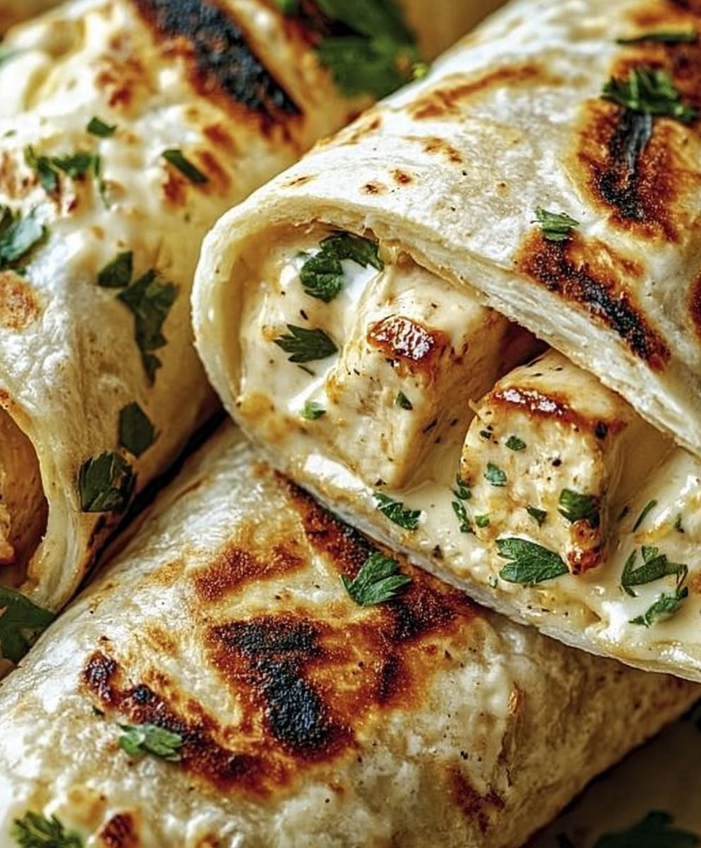 Cheesy Garlic Chicken Wraps