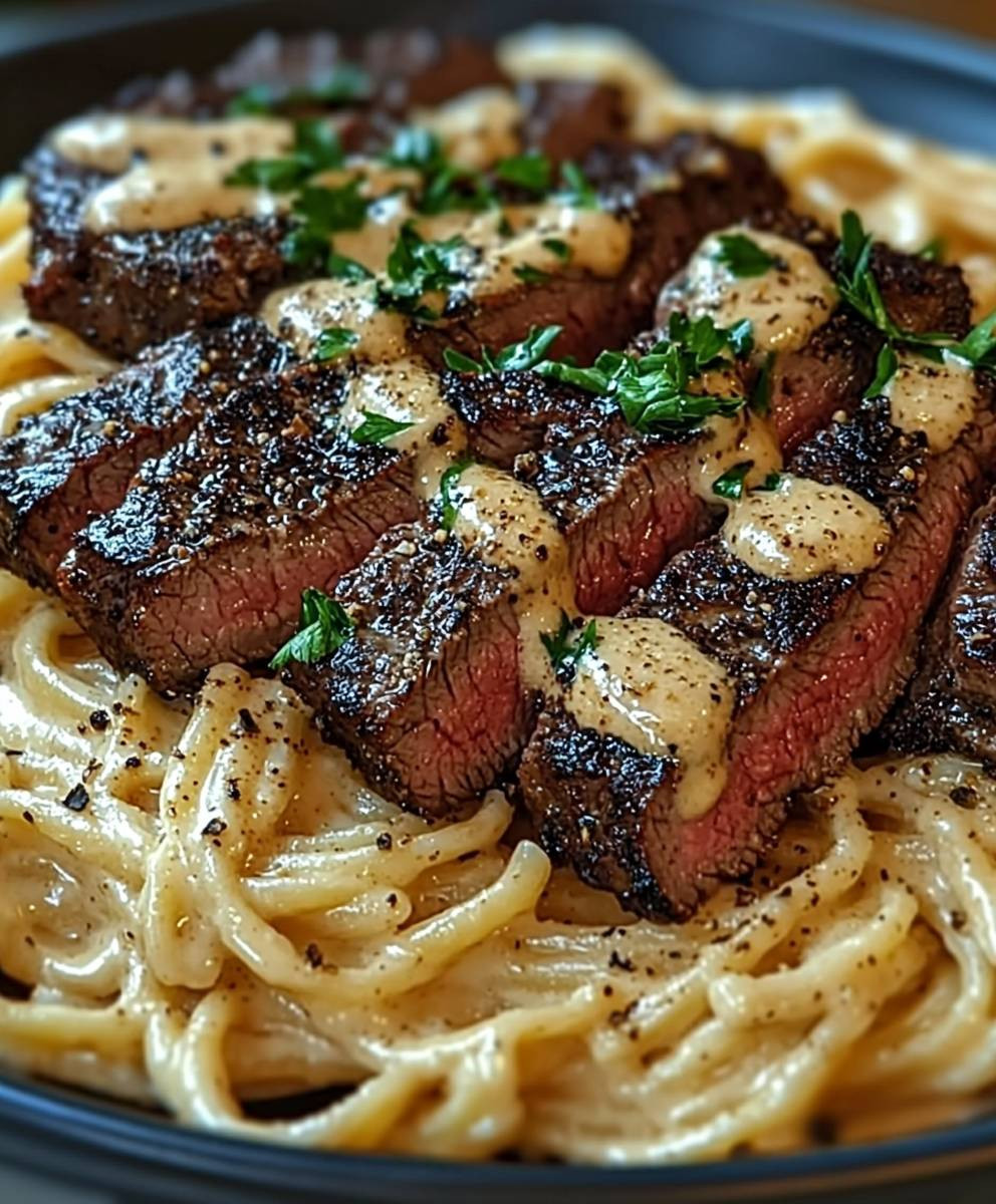 Spicy Cajun Steak Alfredo Pasta