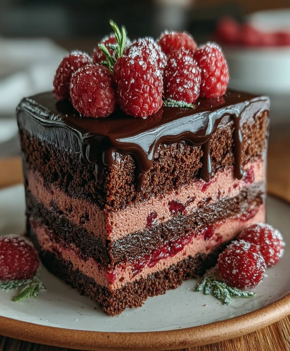 Dark Chocolate Raspberry Mousse Cake