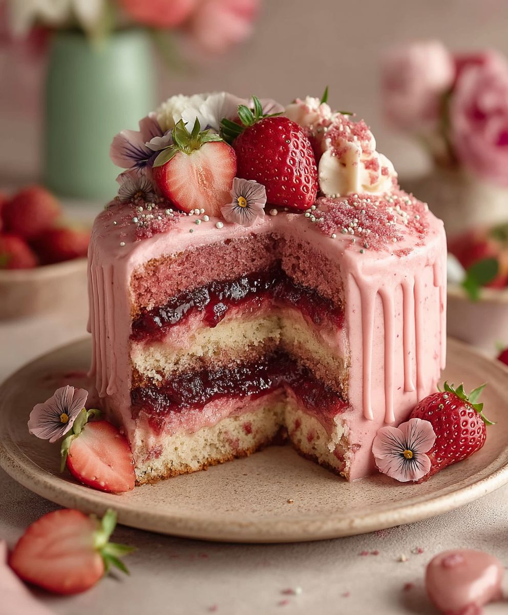 Vegan strawberry cake small batch