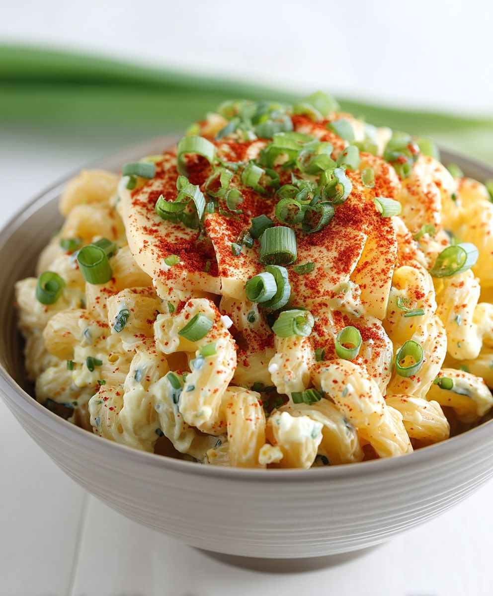 Deviled egg pasta salad