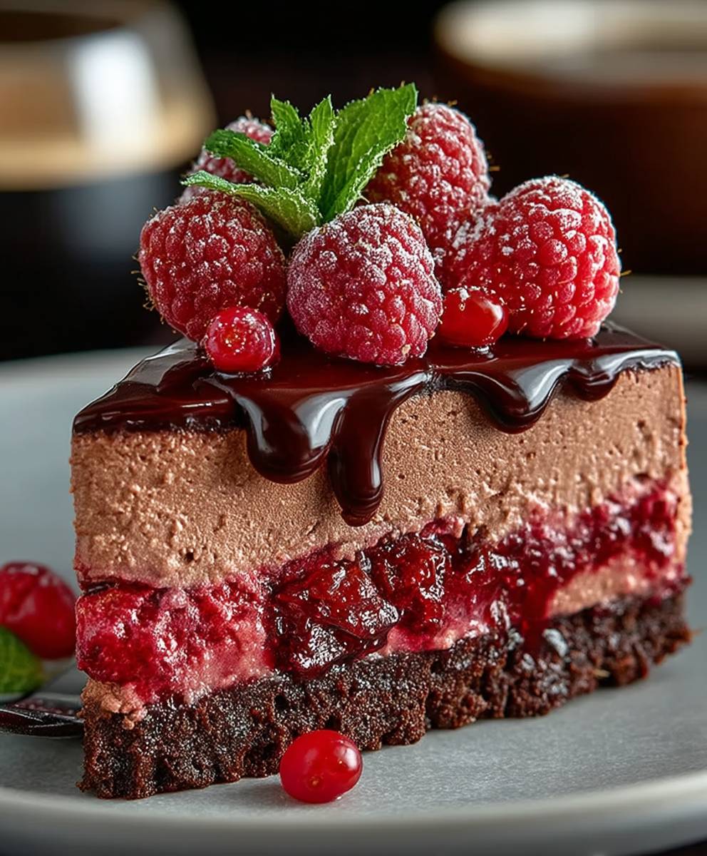 Raspberry chocolate mousse cake