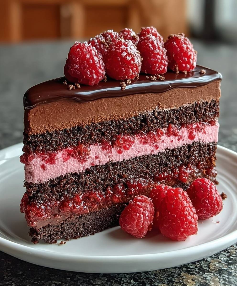Dark Chocolate Raspberry Mousse Cake