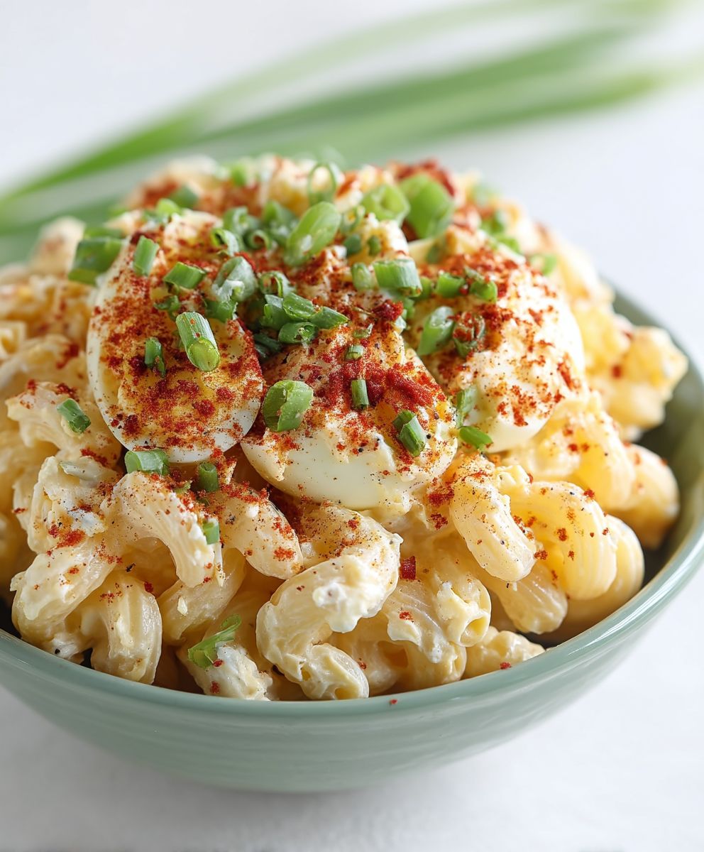 Deviled egg pasta salad