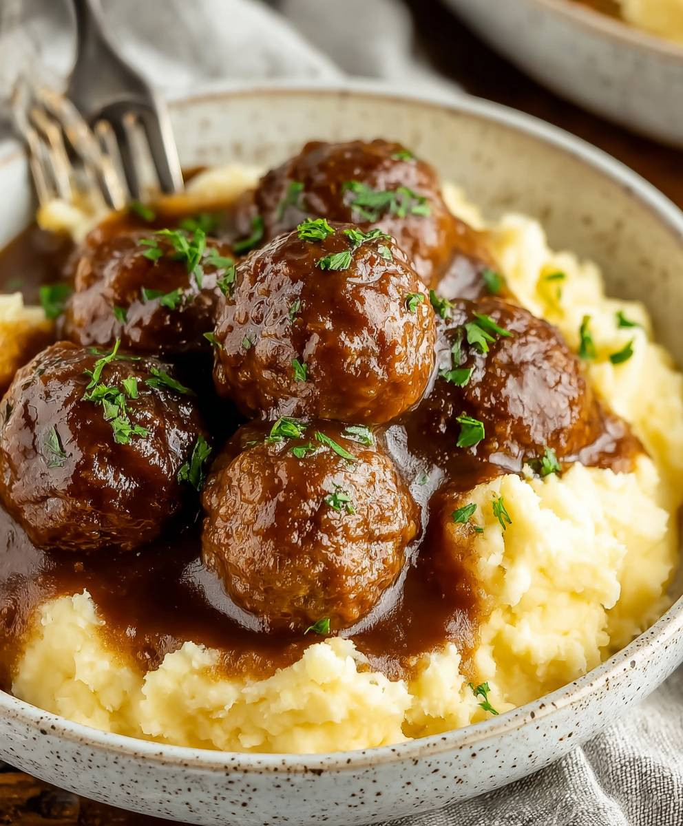Slow Cooker Salisbury Steak Meatballs