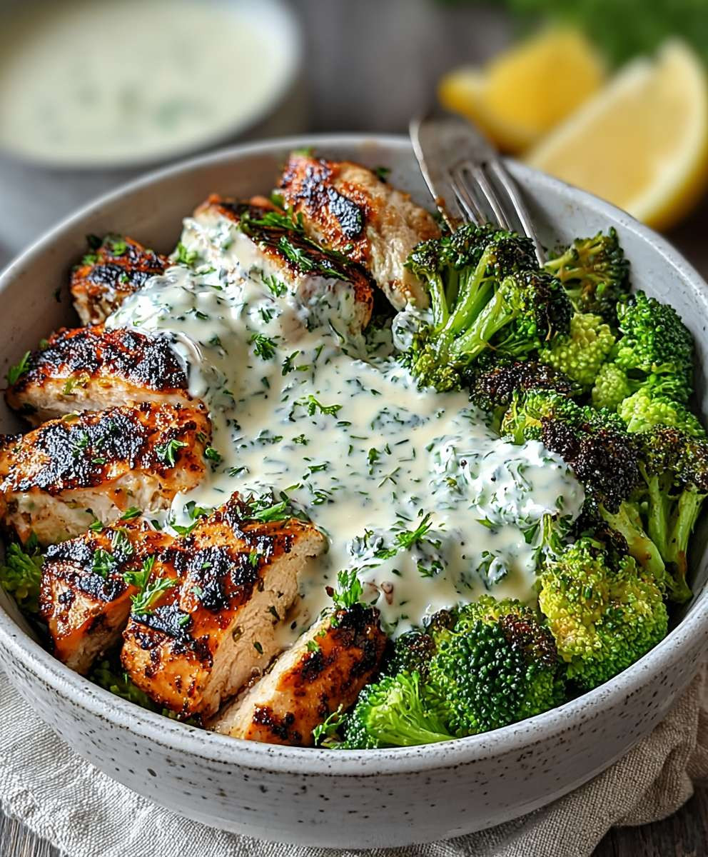 Grilled chicken broccoli bowl