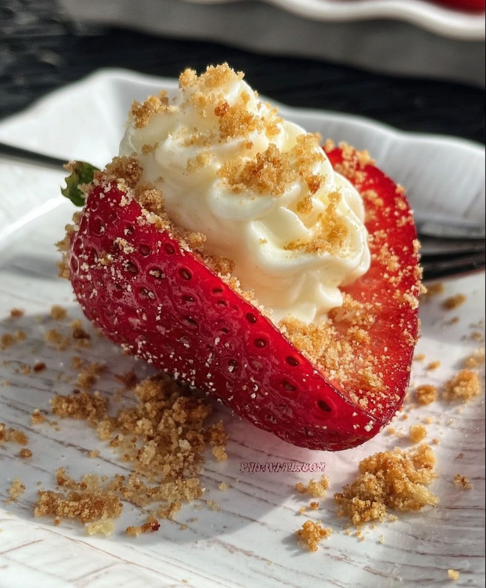Deviled strawberries cheesecake filling