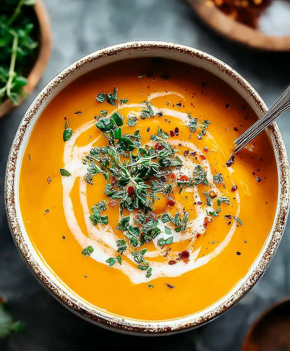 Butternut squash sweet potato soup