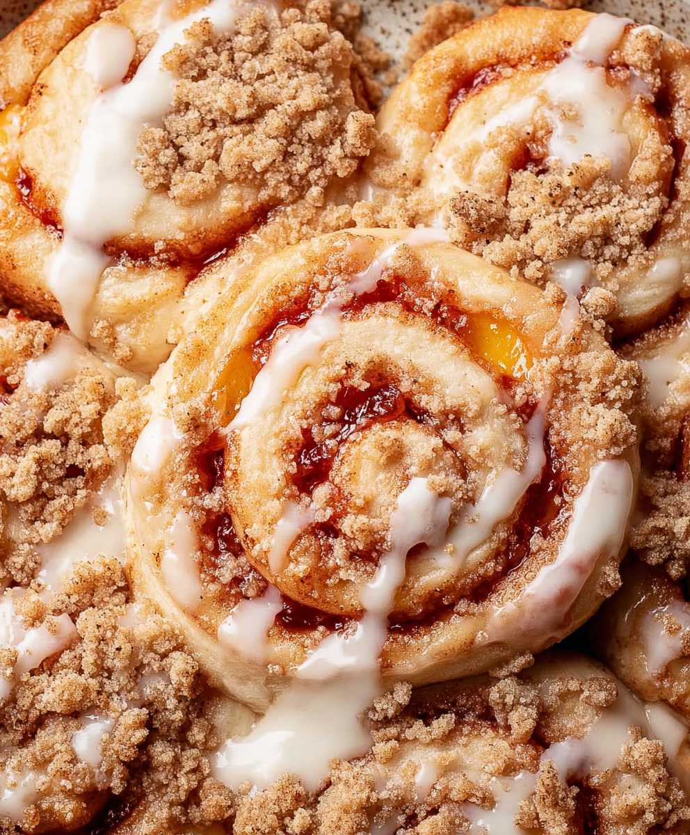 Peach Cobbler Cinnamon Rolls