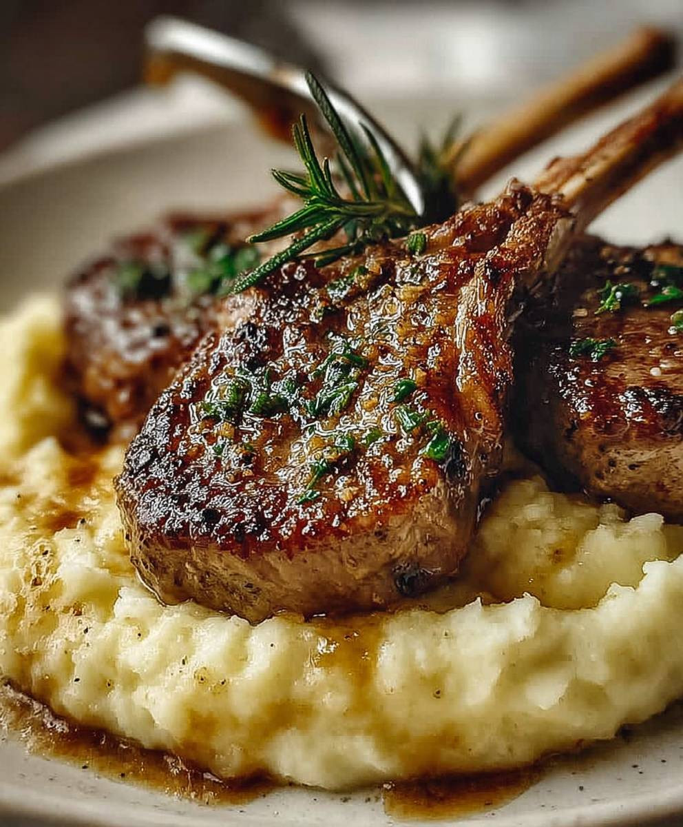 Garlic Lamb Chops Mashed Potatoes