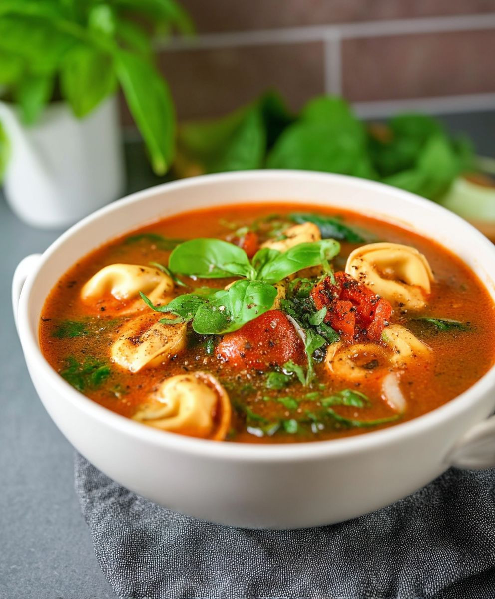 Sausage spinach tortellini soup