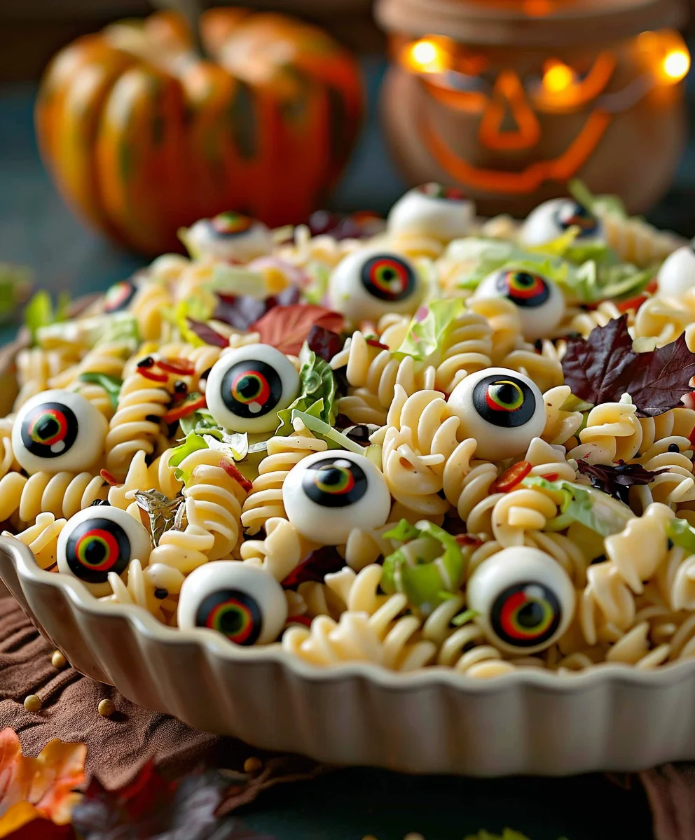 Spooky Eyeball Pasta Salad: Mozzarella Eyeballs Recipe