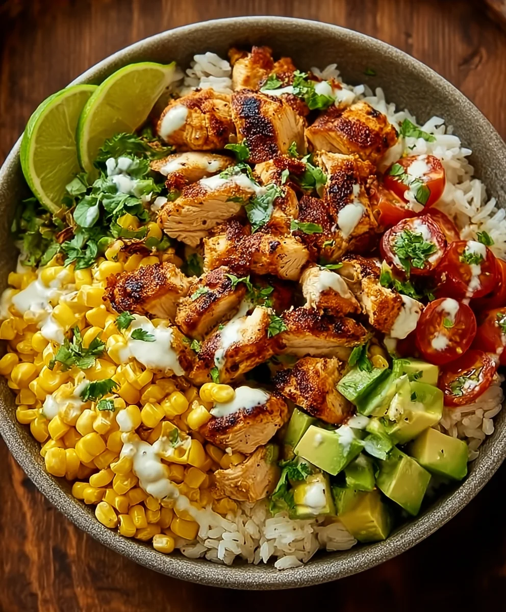 Effortless Creamy Street Corn Chicken Rice Bowl Recipe