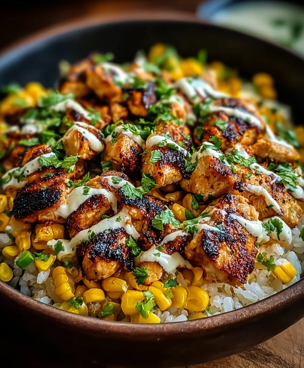 Delicious Effortless Street Corn Chicken Rice Bowl Recipe