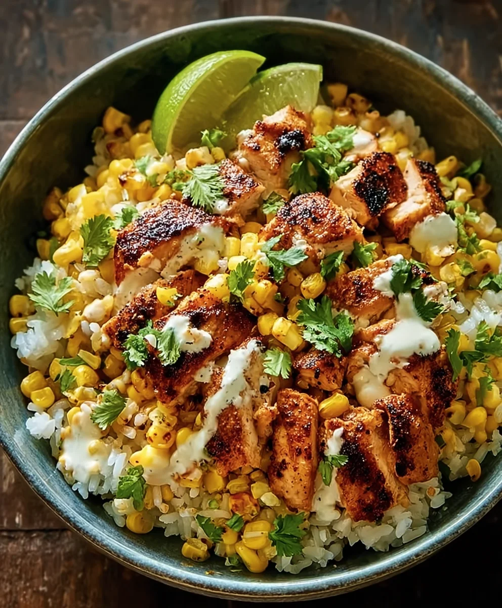 Effortless Creamy Street Corn Chicken Rice Bowl Recipe
