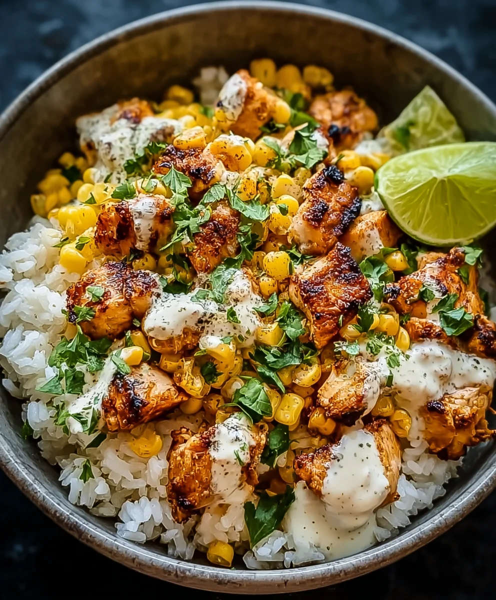 Delicious Effortless Street Corn Chicken Rice Bowl Recipe