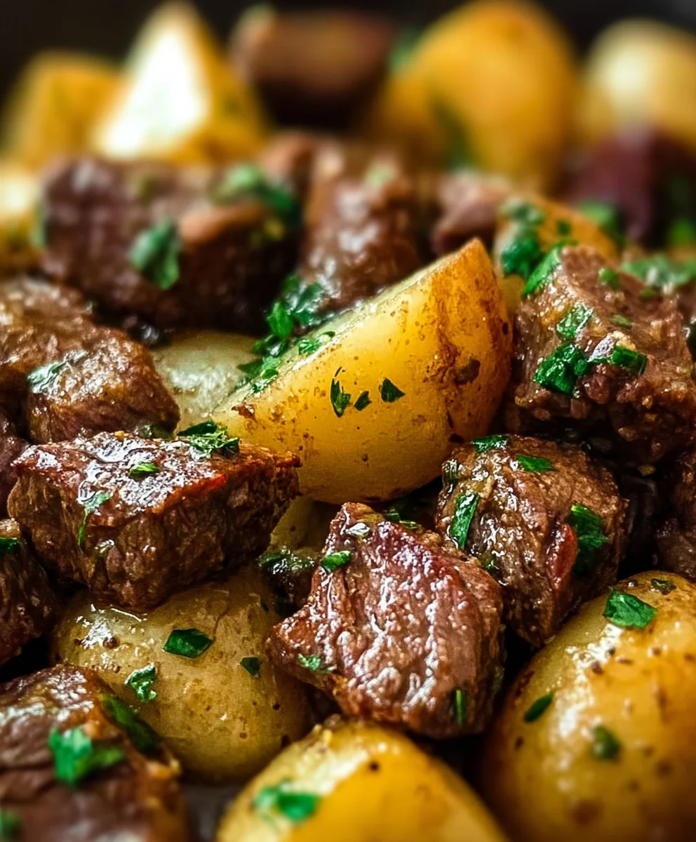 Flavorful Garlic Butter Beef Bites & Potatoes Recipe