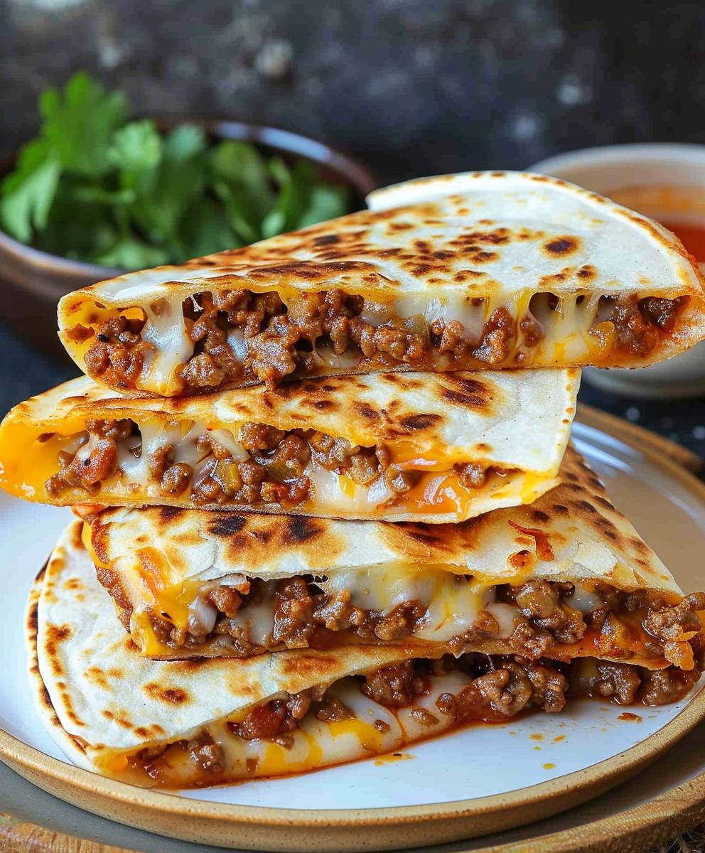 Cheesy Ground Beef Quesadillas