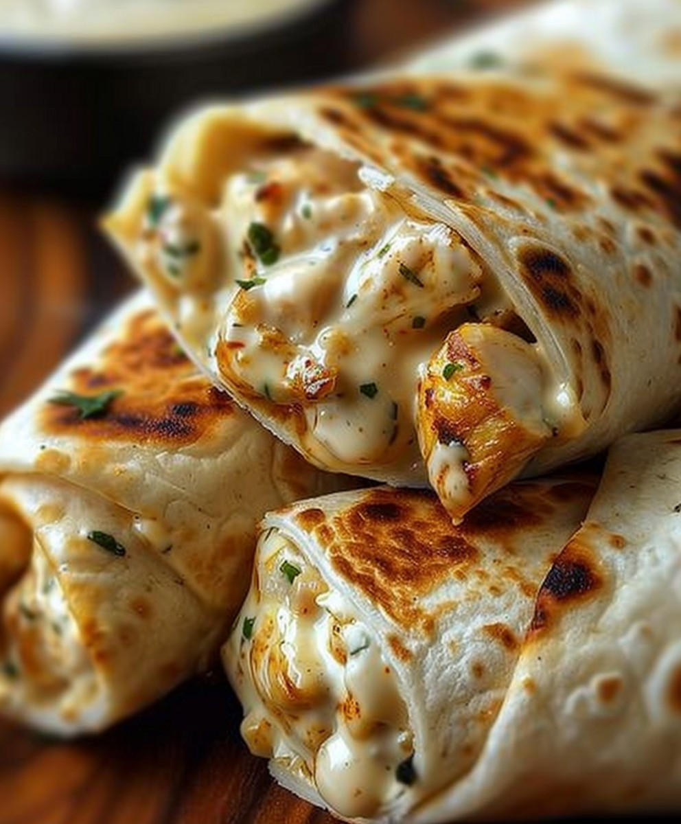 Cheesy Chicken Garlic Wraps