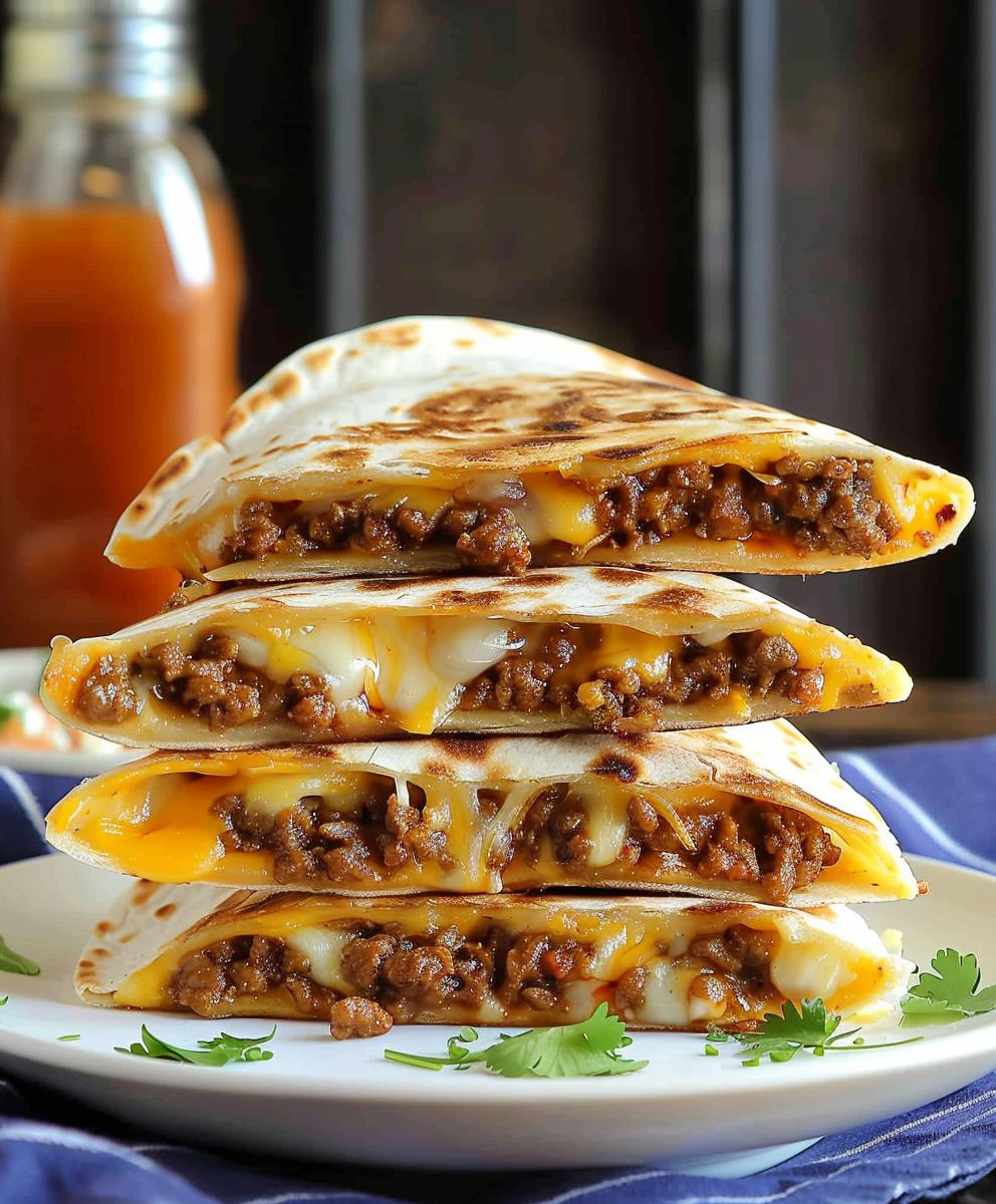 Cheesy Ground Beef Quesadillas