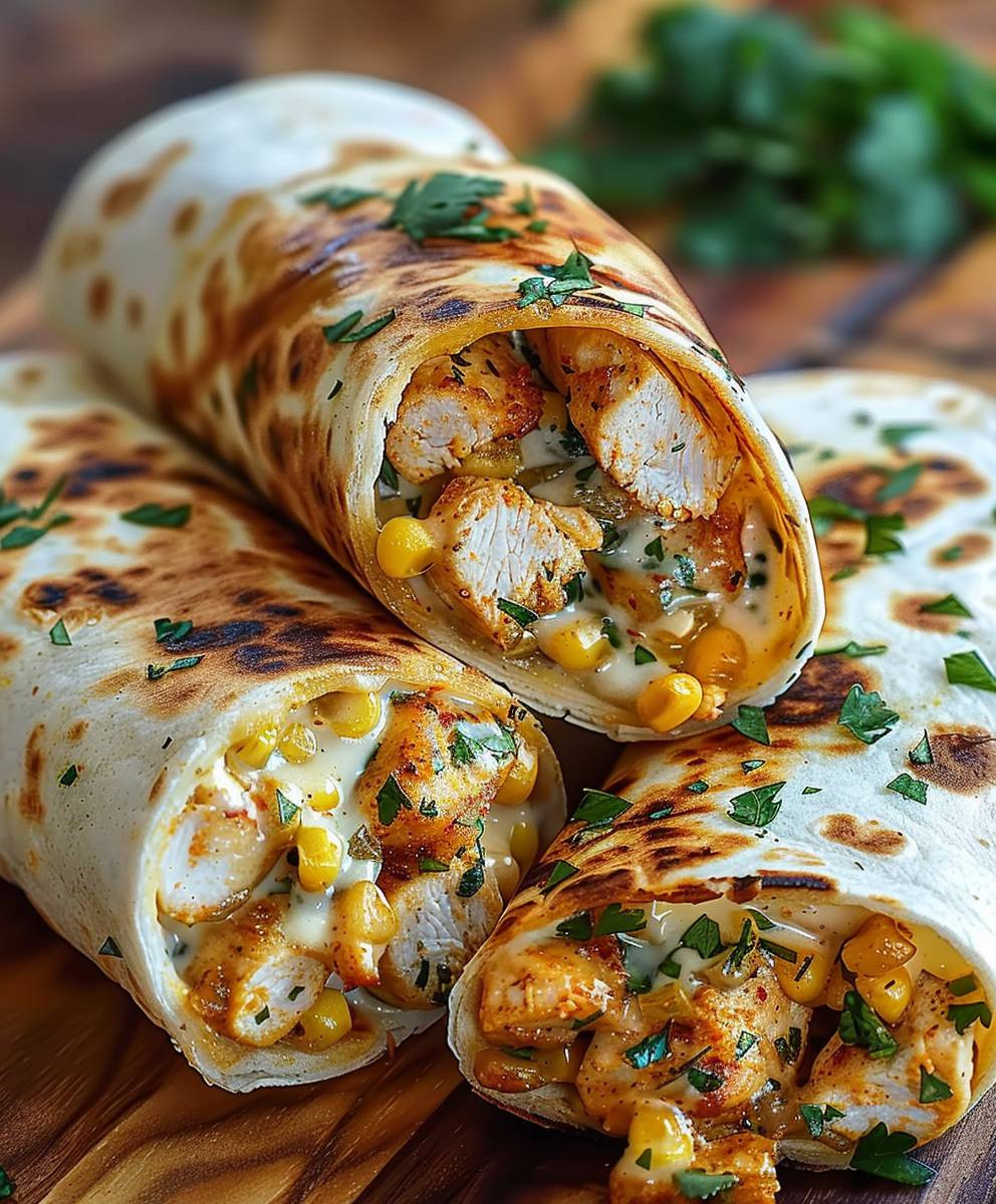 Cheesy Garlic Chicken Wraps