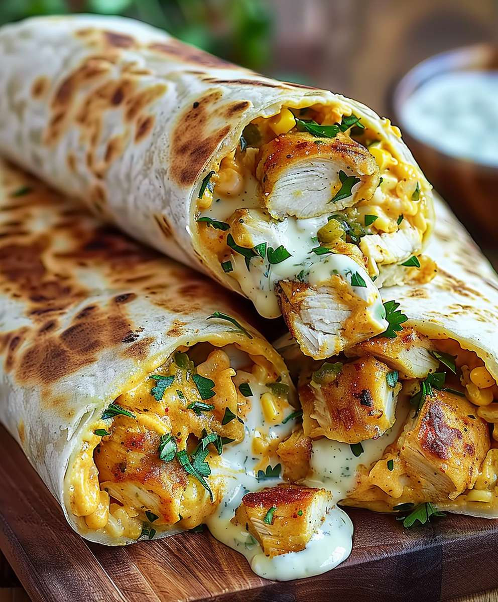 Cheesy Garlic Chicken Wraps