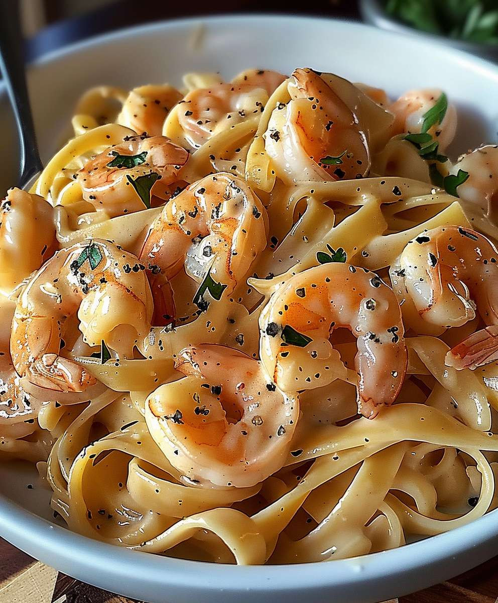 Creamy Shrimp Fettuccine Pasta