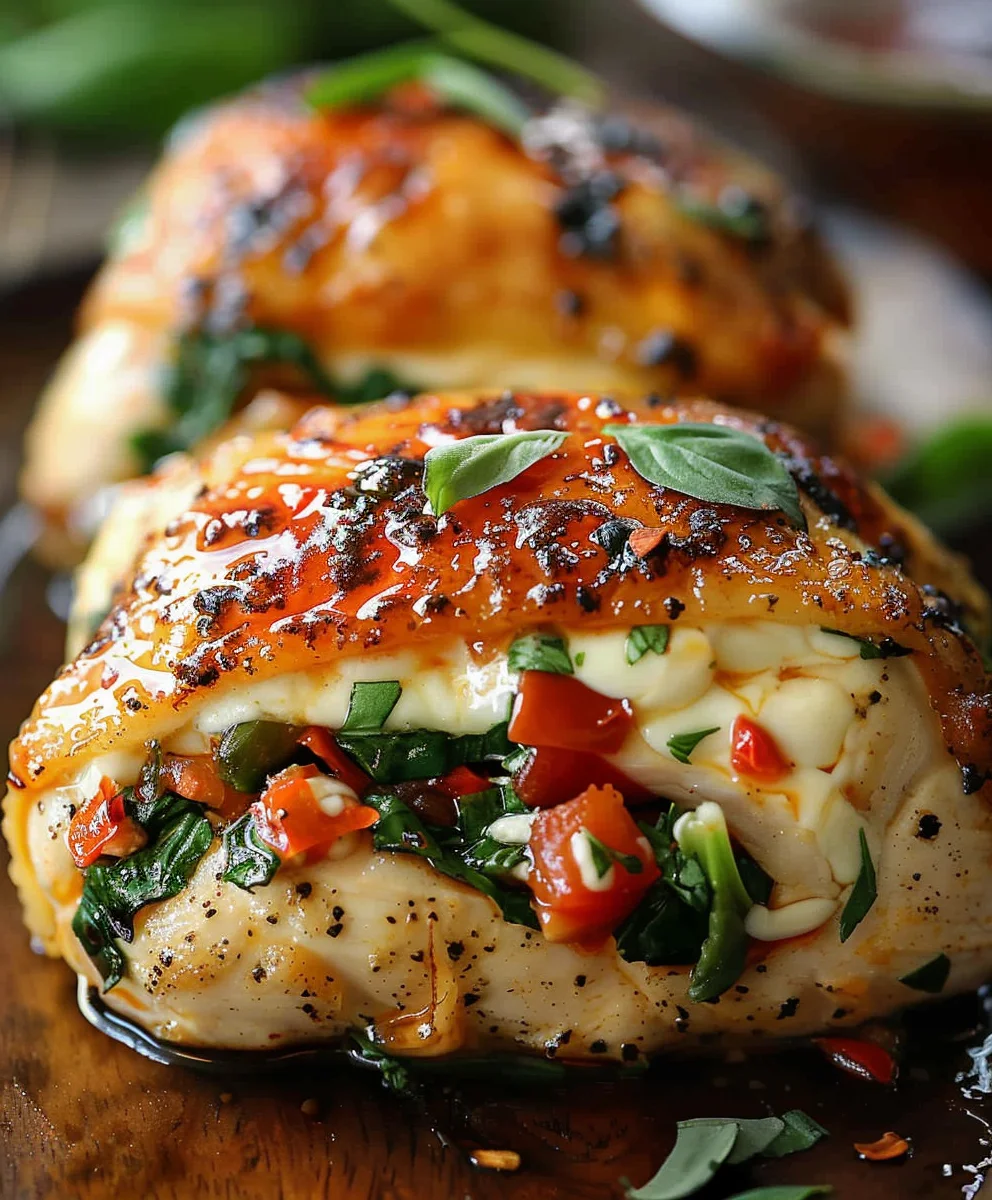 Delicious Roasted Red Pepper Mozzarella Stuffed Chicken