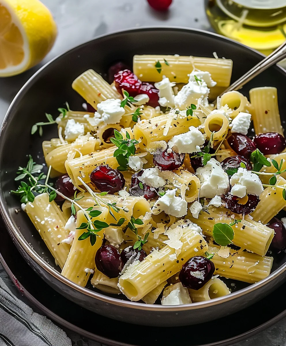 Feta Cranberry Rigatoni Salad With Lemon Vinaigrette
