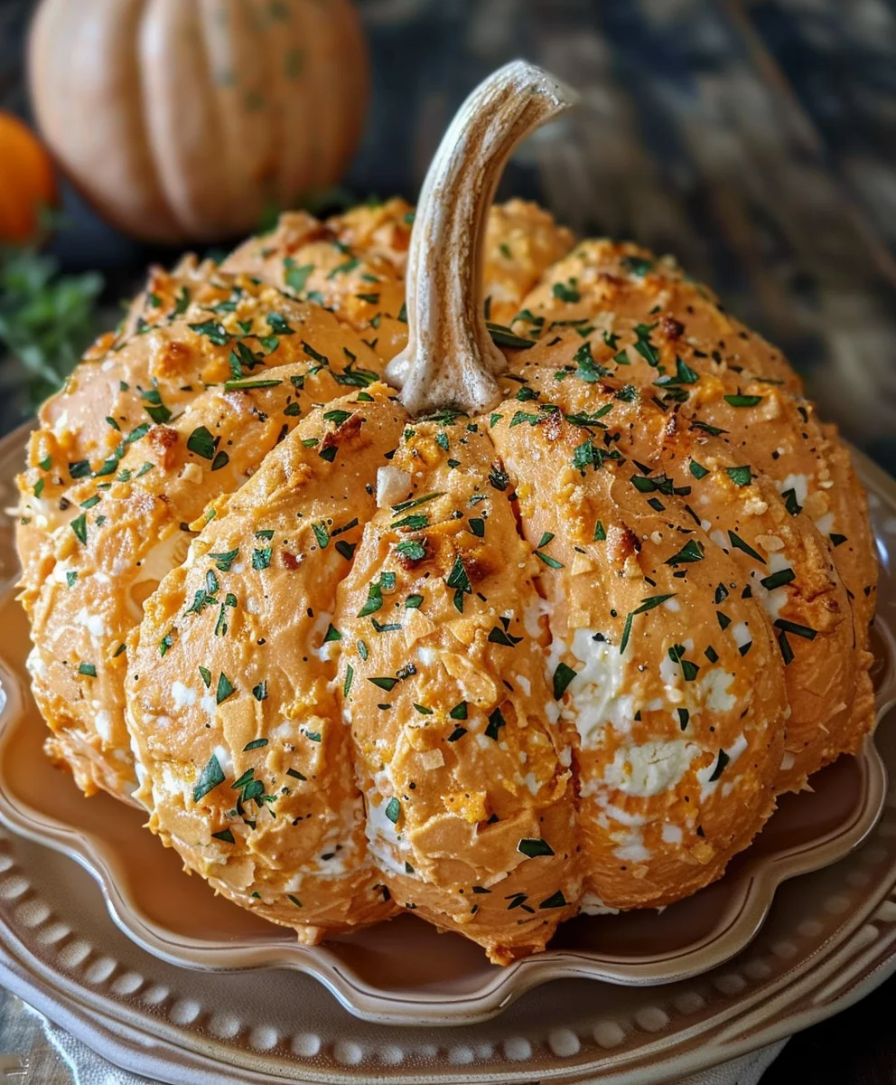 Festive Pumpkin Shaped Cheese Ball Recipe: Easy & Delicious