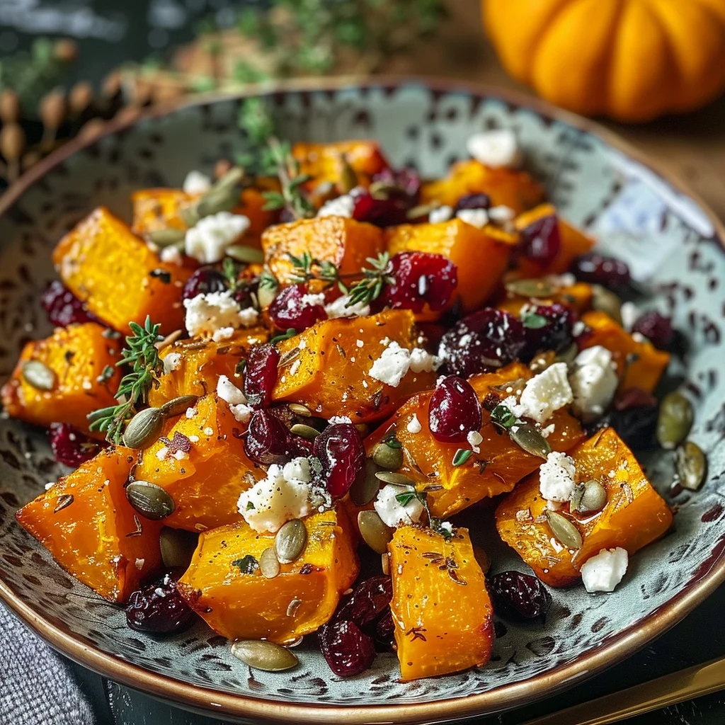 Crispy Honey Roasted Butternut Squash with Cranberries & Feta